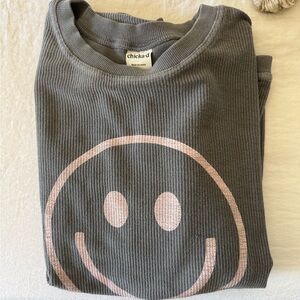Chicka-d Gray Smiley Face Sweater